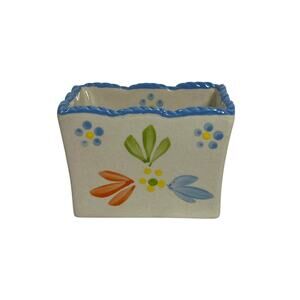 TEMP TATIONS by TARA Sugar Packet Holder Floral Lace Blue Ceramic Tea Bag Dish